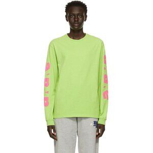 Awake NY Block Out Logo Long Sleeve T-Shirt Size M Mens Green $70